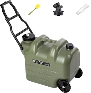 GIGYES 7.4 Gallon Water Jug with Wheels & Folding Handle - Leakproof Portable Rolling Water Tank for Camping Hiking Emergency