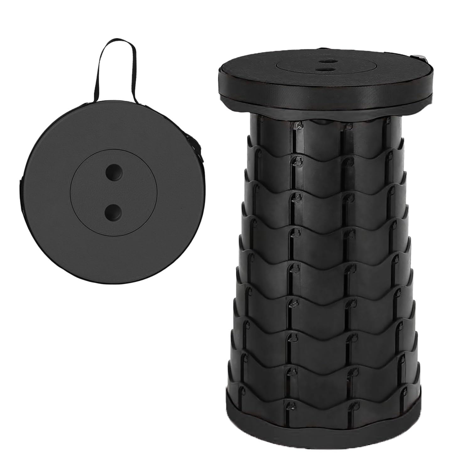 Wind Tour Portable Foldable Telescoping Stool Lightweight Collapsible Stool Retractable for Adults Outdoor Fishing Hiking Travel BBQ (Black)