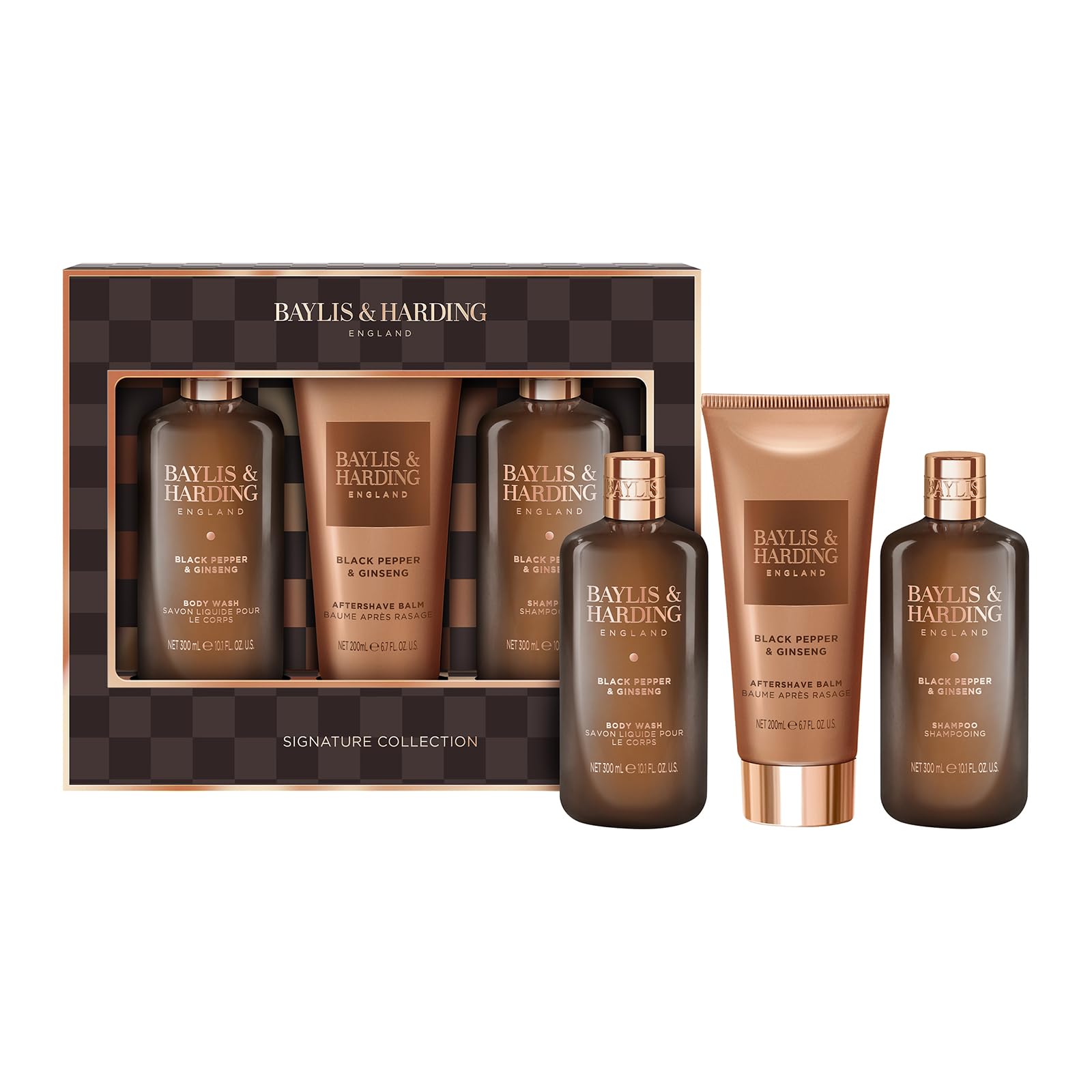 Black Pepper & Ginseng Men's Luxury Bathing Trio Gift Set - Vegan Friendly