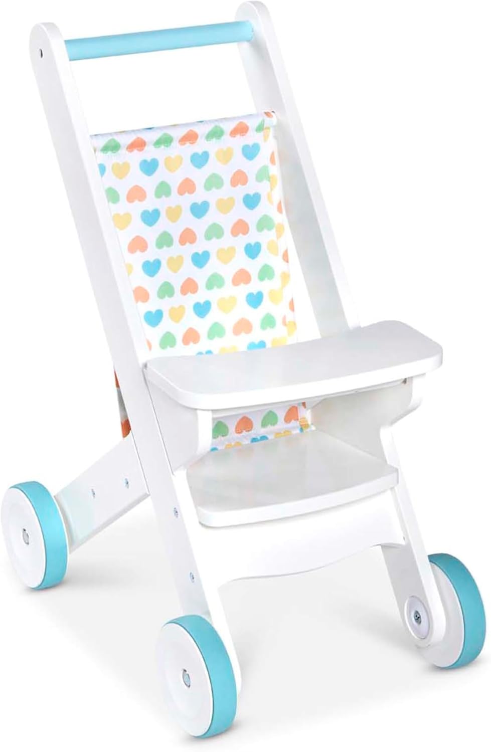 Melissa & Doug Mine to Love Wooden Play Stroller for Dolls-Stuffed Animals – White (18”H x 8”W x 11”D Assembled) Melissa & Doug Mine to Love Wooden Play Stroller for Dolls-Stuffed Animals – White (18”H x 8”W x 11”D Assembled)