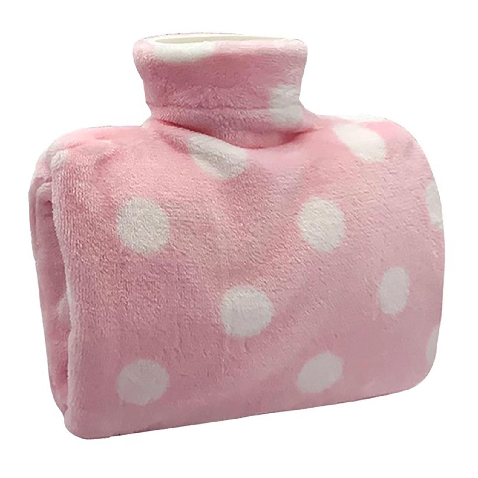 Bouillotte de 1 L, bouillotte en PVC, avec housse en polaire douce, portable, pour dormir - Chauffe-lit (rose)