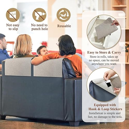Miniatura 4 de Protector de reposacabezas reclinable, 2 fundas para reposacabezas para silla reclinable, protector de cabeza de sofá, reposacabezas reclinable,