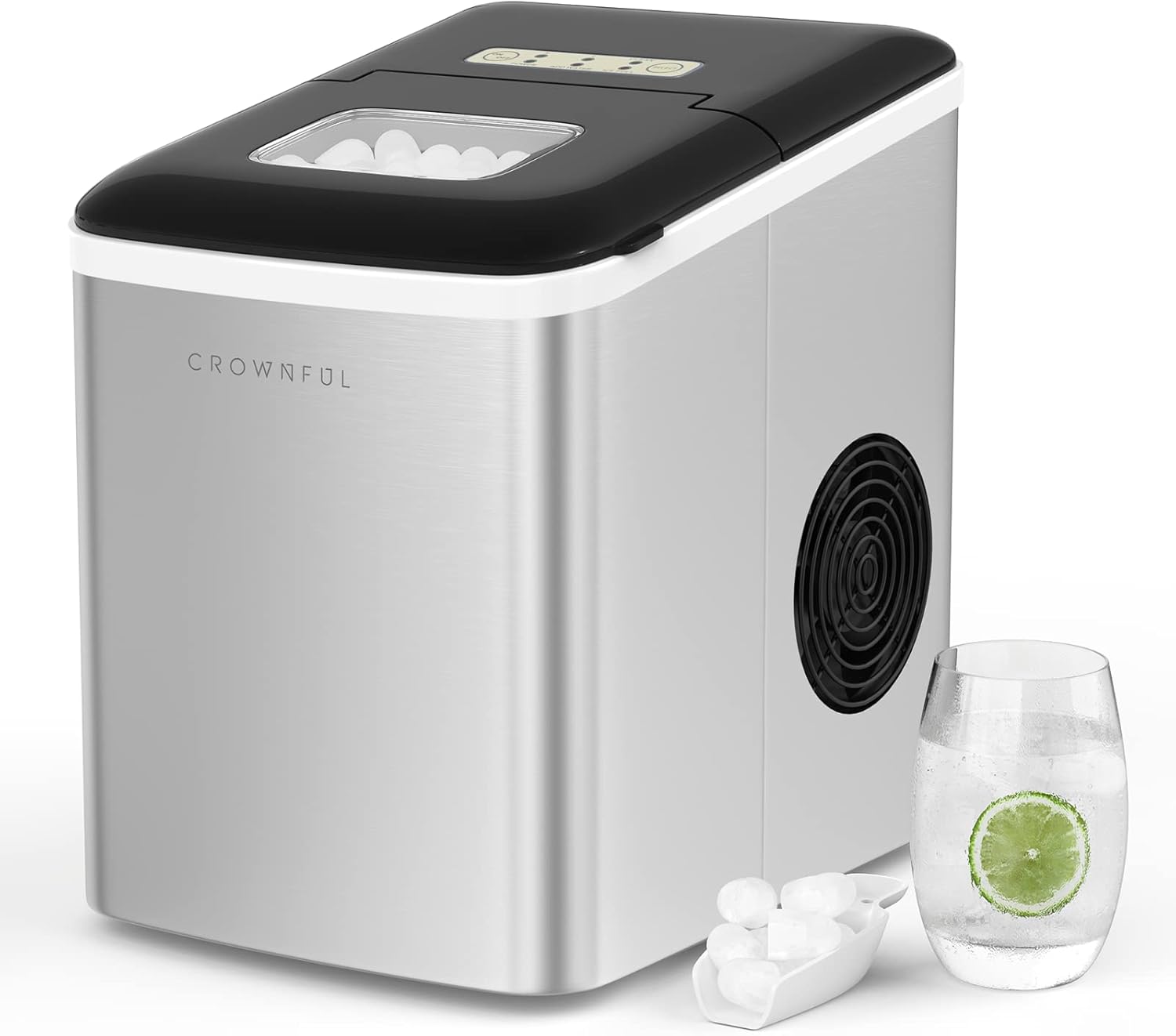 Amazon CROWNFUL Ice Maker Machine for Countertop, 9 Ice Cubes Ready