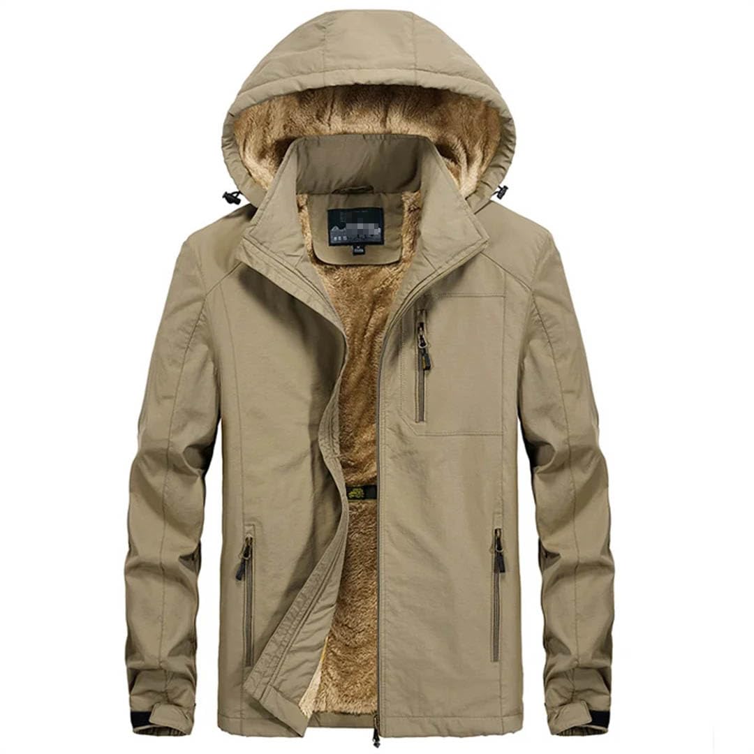Giacca a vento da uomo in pile bomber imbottito in cotone cappello staccabile
