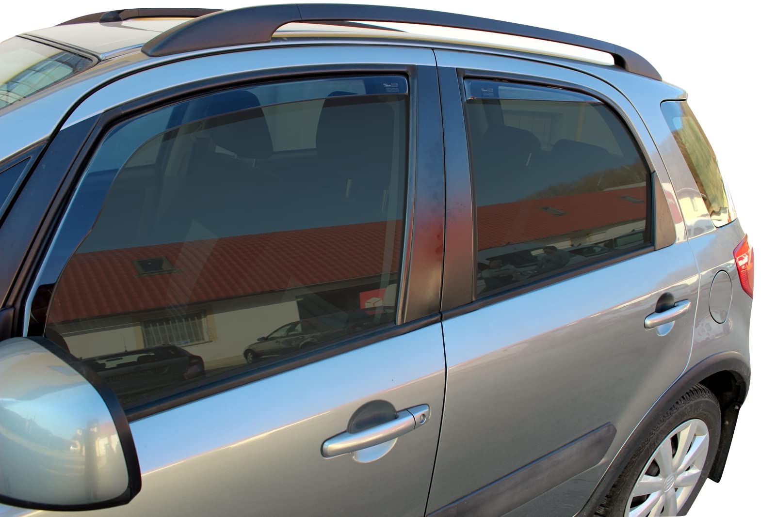 J&J AUTOMOTIVE Deflettori d'Aria per Fiat Sedici 5-Porte Berlina 2006-2014, Set da 4 Pezzi, Nero Fumé Oscurato Heko