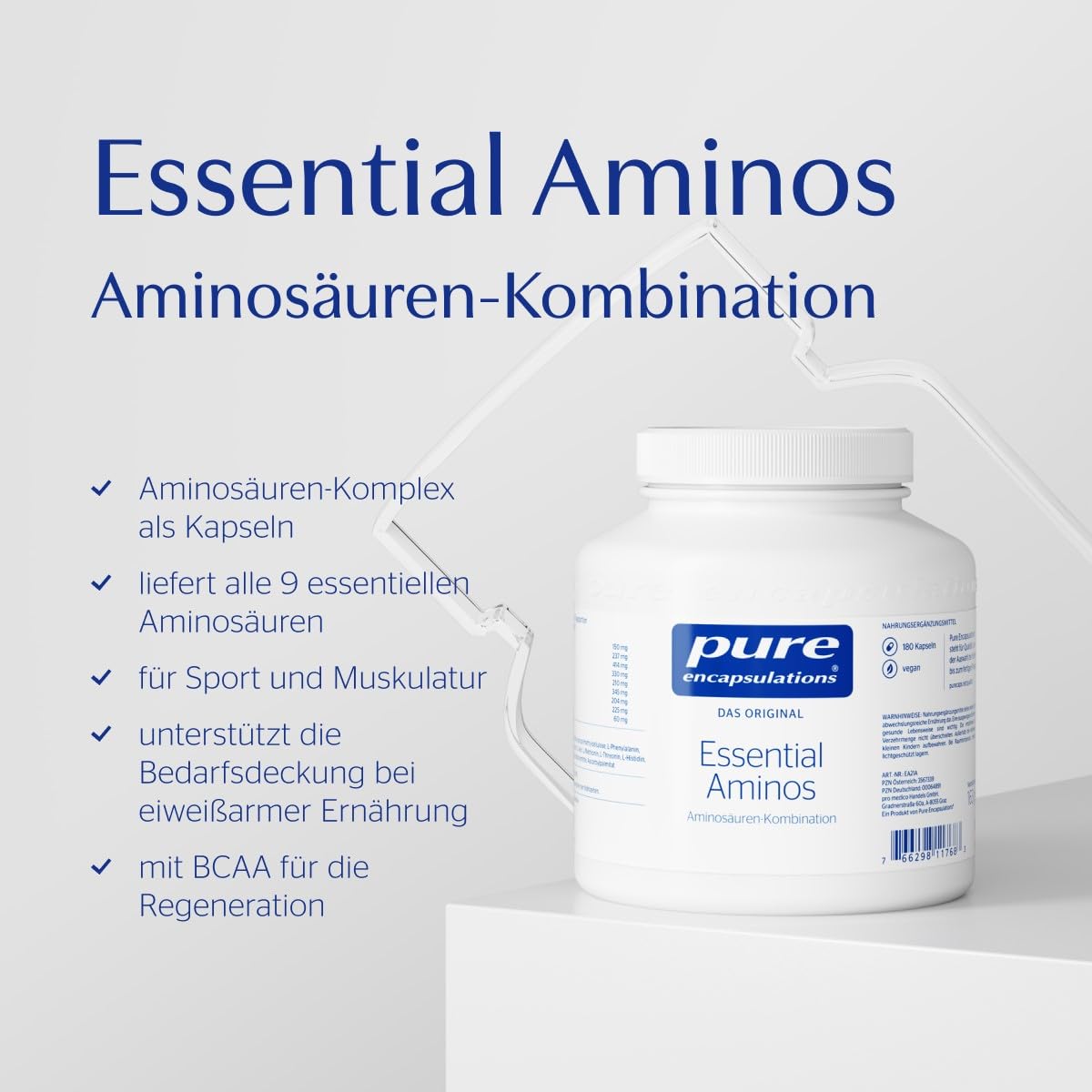 Pure Encapsulations - Essential Aminos - Ausgewogene Kombination Essenzieller Aminosäuren - Für Sport und eiweißarme Ernährung - 180 vegane Kapseln