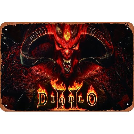 Diablo 2 Resurrected Poster Metal Tin Sign Retro Vintage 8x12 Inch Wall Decor