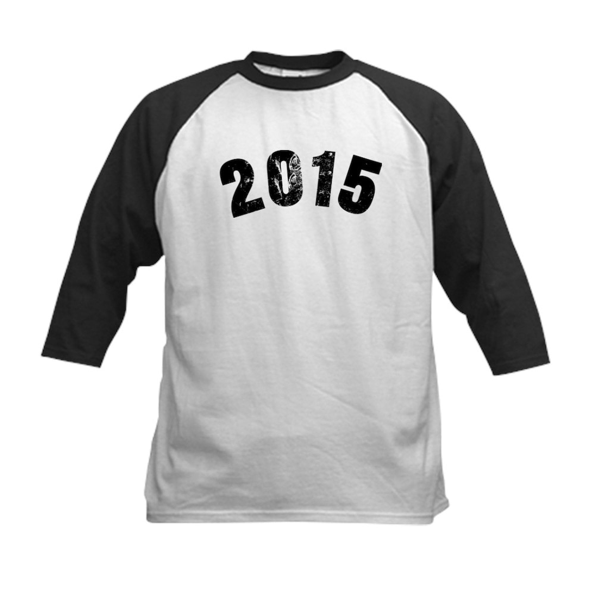 CafePress 2015 Year Vintage Baseball Jersey Kids Cotton Baseball Jersey, 3/4 Raglan Sleeve Shirt Black/White