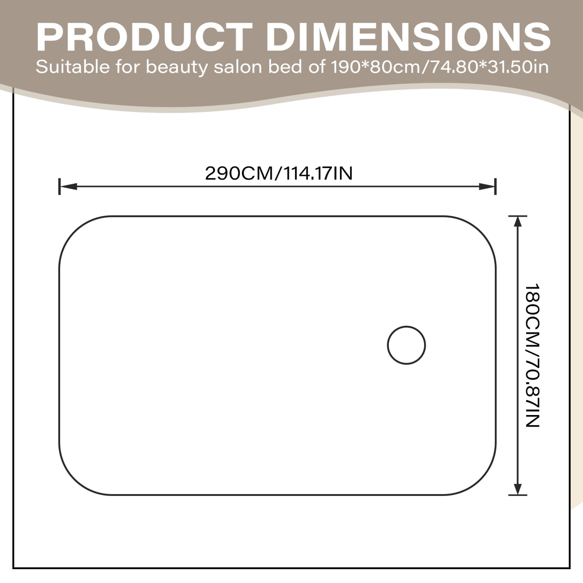 Cubierta de mesa de masaje, cubierta de cama de pestañas de 190x80 cm con orificio para la cara, sábana de cama de masaje transpirable, falda de mesa de masaje de color para masaje de salón (caqui)