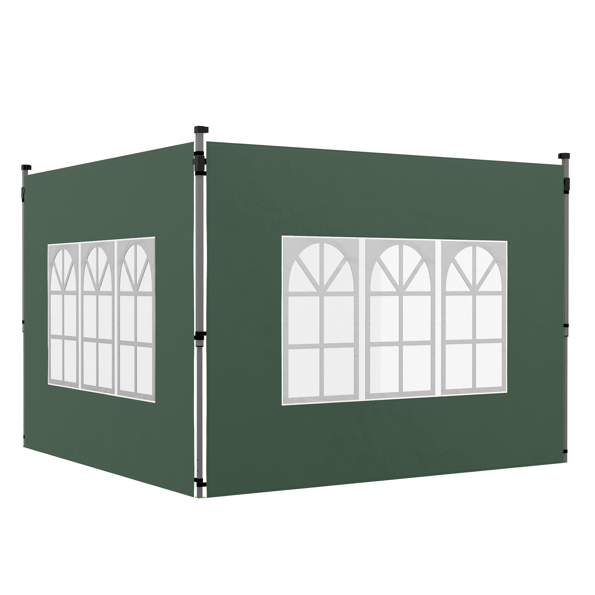 Outsunny Gazebo Side Panels with Window for 3x3(m) Pop Up Gazebo, 2 Pack Sides Replacement, Green