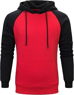 OULIWANGLUO Men's Fleece Color Matching Pullover Hoodie Contrast Color Pullover Fleece Hoodie Sports Soft Blend Fleece Hooded