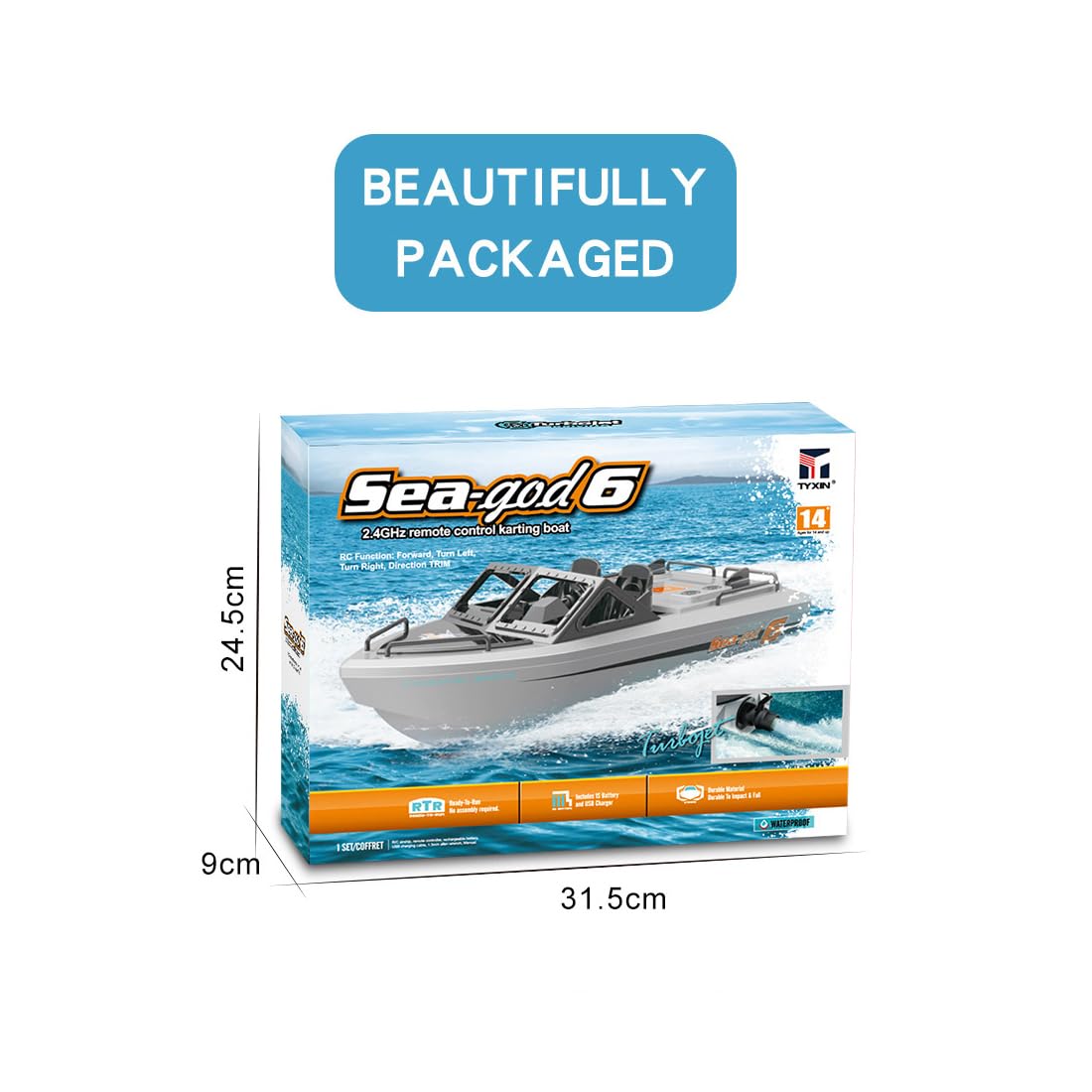 1/12 alta velocidad sin escobillas RC Go-Kart, 2,4 GHz, barco eléctrico de carreras con larga duración y carga USB, juguete acuático de verano para piscina y lago