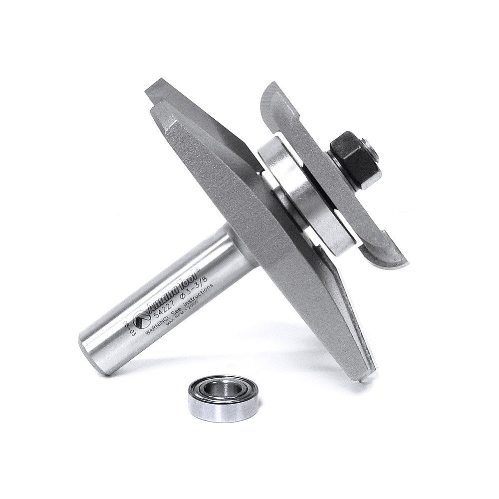 Amana Tool 54227 Fraise à défoncer traditionnelle à 2 cannelures pour panneau surélevé 9,5 cm de diamètre par tige de 1,27 cm avec fraise arrière