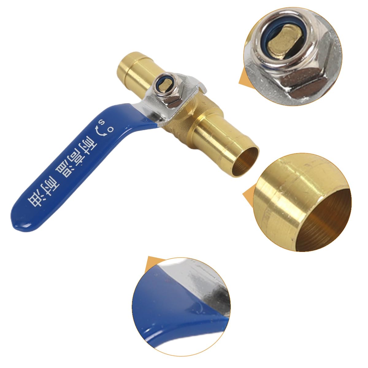 Ludom Lot de 2 vannes à bille d'arrêt à 2 voies de 19 mm, embout droit, vanne à bille en laiton avec poignée de commande à 90° pour conduites d'air, de gaz et de carburant.