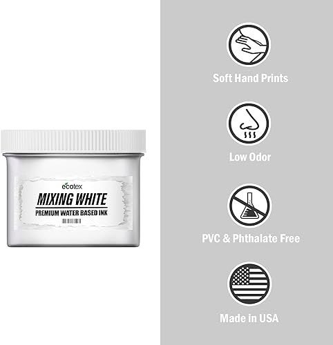 Miniatura 2 de Ecotex - Tinta para serigrafía blanca (cuarto de galón, 32 onzas), tinta a base de agua, tinta de serigrafía, tinta soluble en agua para impresión