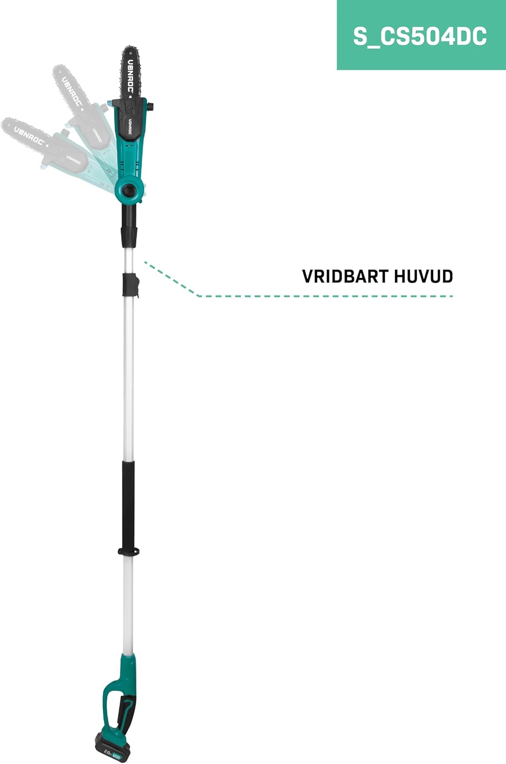 Close-up of the handle and battery compartment