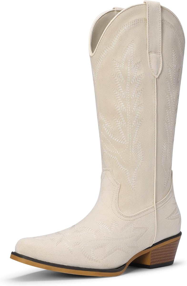 DREAM PAIRS Botas vaqueras de media pantorrilla occidental para mujer