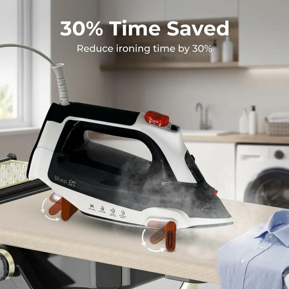 Eurosteam Step Up Bügeleisen – selbsthebendes Smart-Bügeleisen mit Keramik-Sohle – Auto-Lift-Sicherheit und intelligente Temperatur-Technologie für alle Stoffe – Bügeln neu konzipiert: intelligent
