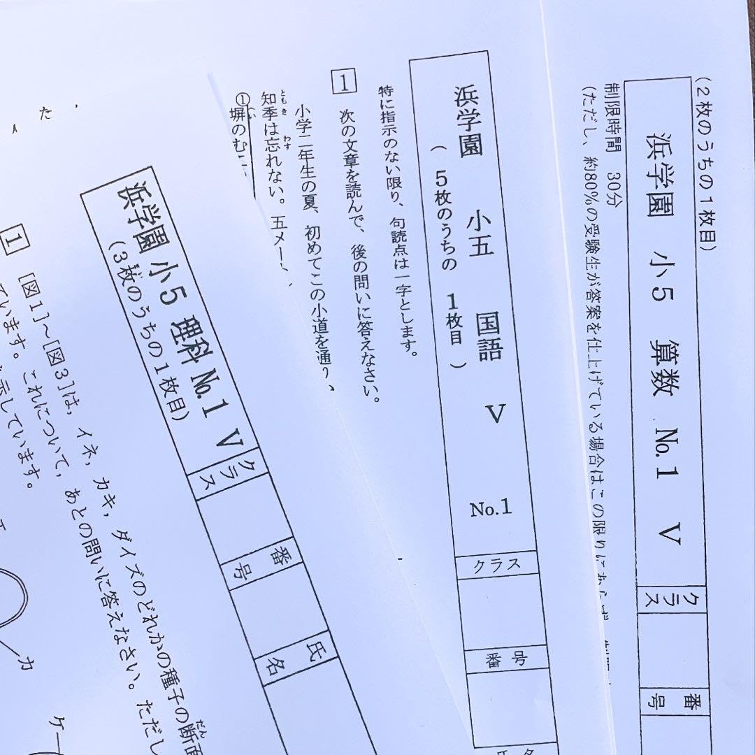 Amazon.co.jp: 浜学園 小5 2023年度 3科目 解答用紙 Vクラス 復習 
