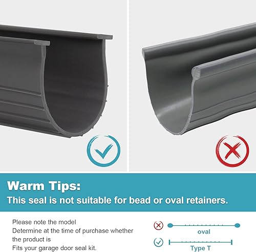 Miniatura 3 de Burlete de sellado inferior para puerta de garaje de 3 pulgadas en color gris, estilo T de 14 pulgadas, todos los anchos (puerta de 20 pies de ancho)