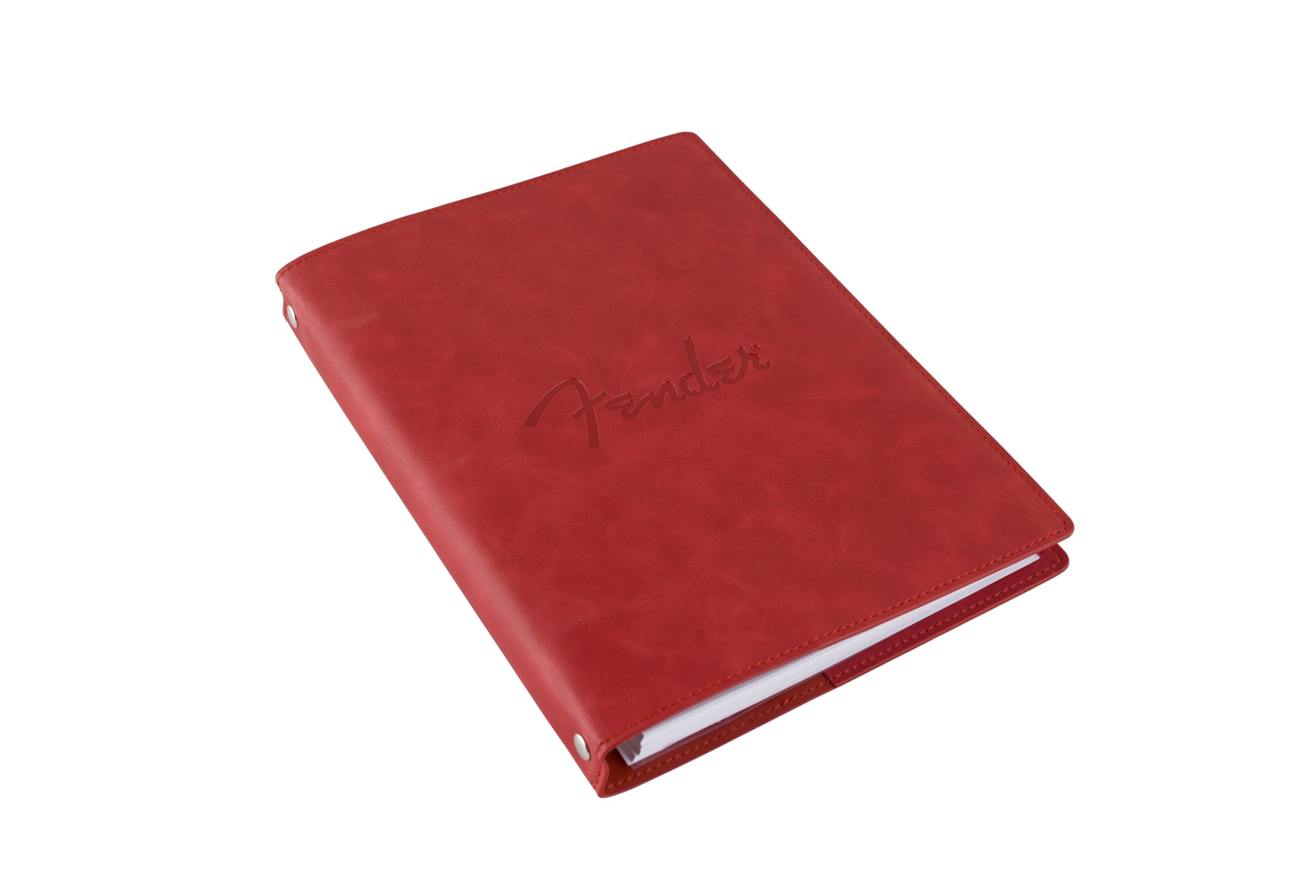Fender Cuaderno de notas musicales de cuero vegano, rojo Dakota