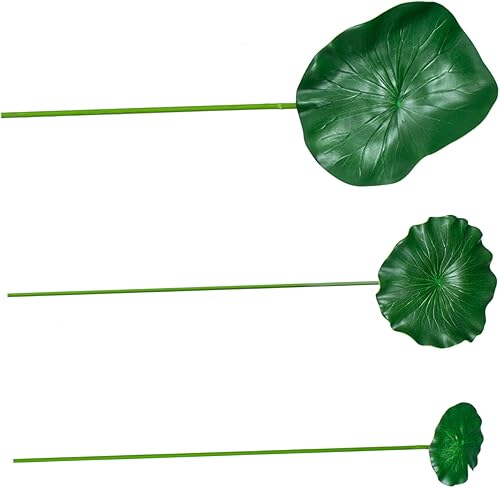 Yardwe 1 juego de hoja de loto simulada con varilla, almohadilla de lirio flotante artificial, adorno de hojas falsas, tallos para flores