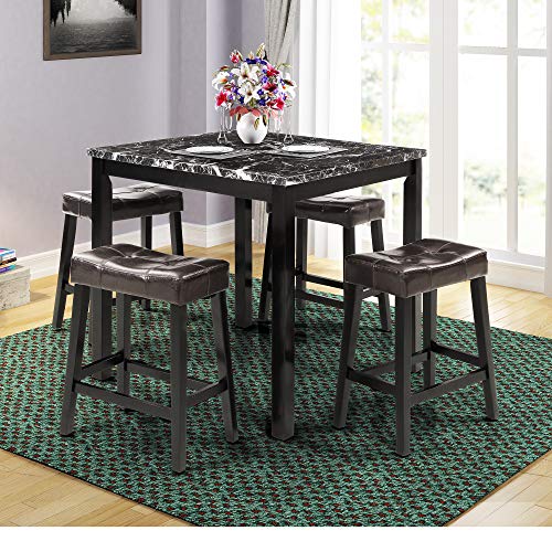 LZ LEISURE ZONE Dining Table Set for 4, Kitchen Table Set Marble Veneer