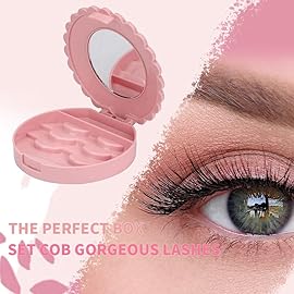 YiQiYi Cosmetic Case with Mirror Eyelash Case Makeup Storage Box Travel Cosmetic Bag Pink Place Eyelashes