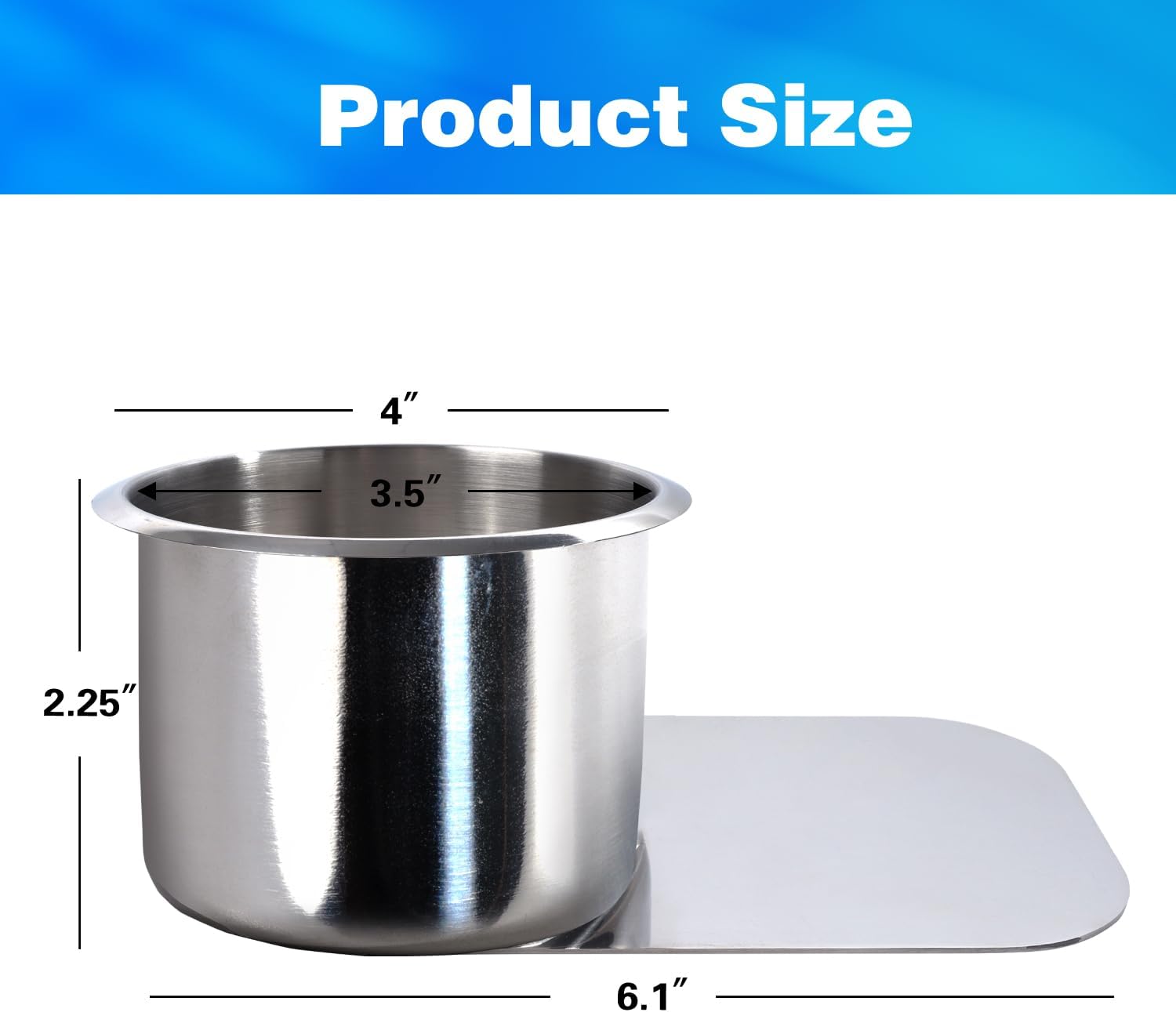 GSE Games & Sports Expert Stainless Steel Cup Holder, Drop-in Cup Holder for Casino Poker Tables, Work Desks, Boats, RVs, Cards & Trucks (Slide Under)