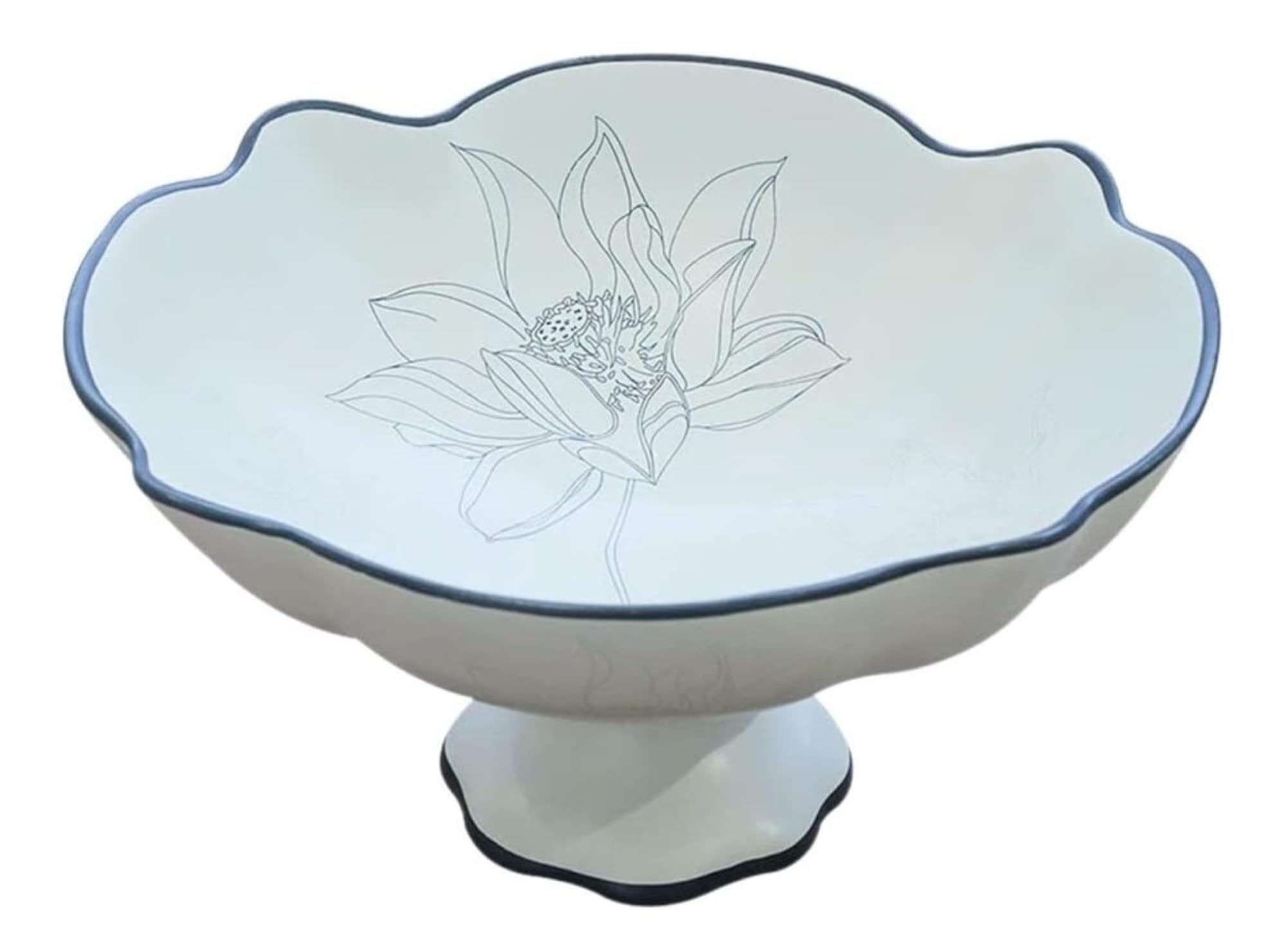 IROEJT Fruit Bowls Fruit And Vegetable Basket Countertop Fruit Basket Ceramic Fruit Bowl Plate Creative Lotus Pattern Decorative Vegetable