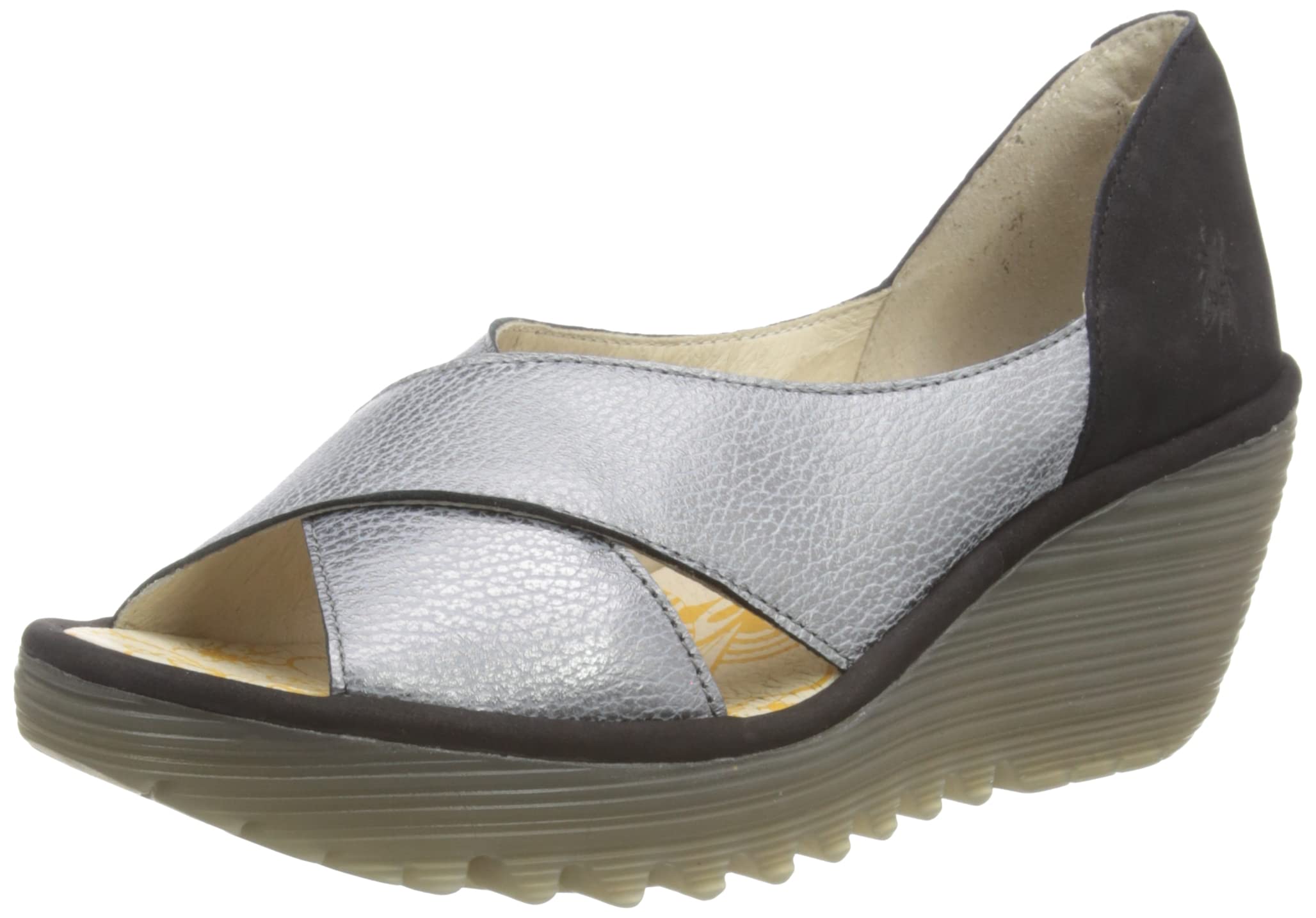 Fly London Women's YOMA307FLY Wedge Sandal,GREY/BLACK,7 UK