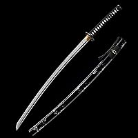 Vista 2 de Espada Katana Tradicional Forjada a Mano con Templado de Calor/Arcilla Verdaderas Katanas de Acero al Carbono 1060/1095 T10, Afilar, Espiga