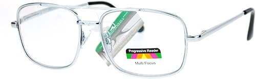 Miniatura 6 de SA106 Gafas de lectura progresivas con marco de metal rectangular de 3 enfoques