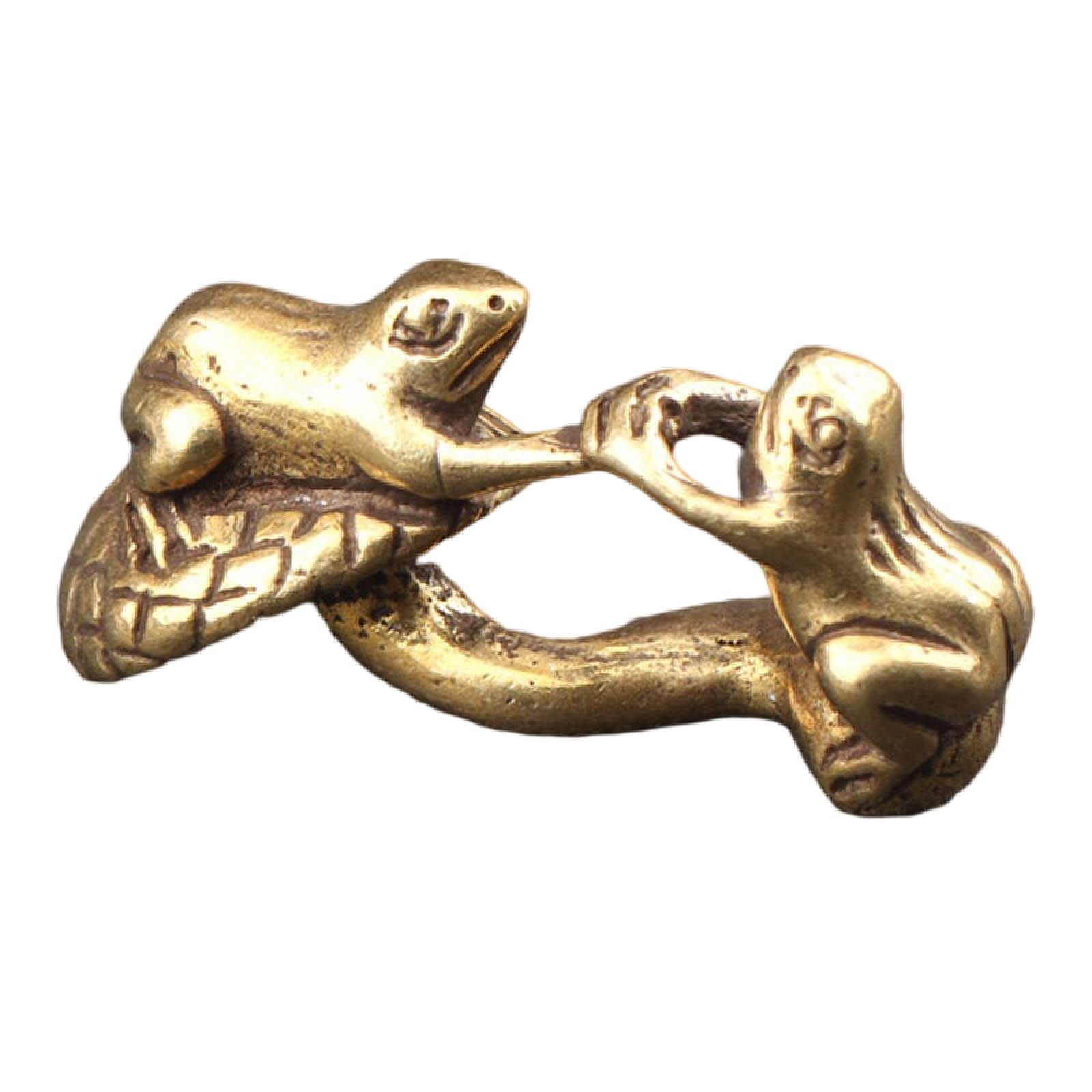 YNIYUJKL Brass Mini Statue Ornaments Brings Peace And Prosperity Decoration Figurine Pure Copper Antique Shake Hands Frogs Lying On The Mushroom Ornaments Brass Funny Animal Miniature