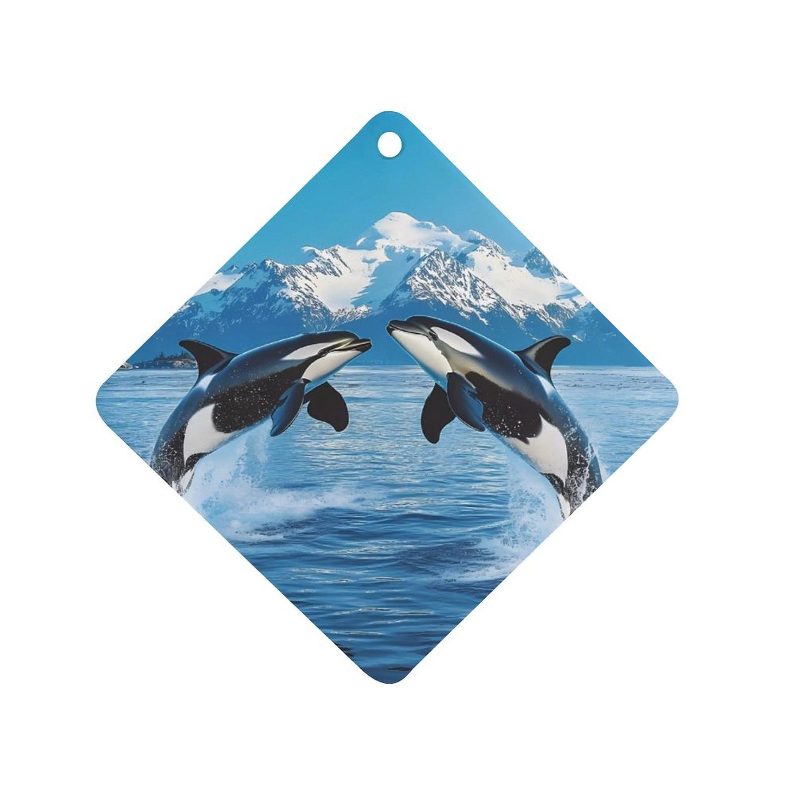Animal Orcas Iceberg Car Air Freshener Hanging Aromatherapy Tablets for Car Accessories Rhombus