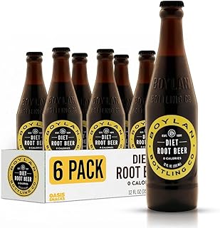 Boylan Bottling Pure Cane Sugar Soda Pop, Diet Root Beer, 12 oz Glass Bottles (Pack of 6)