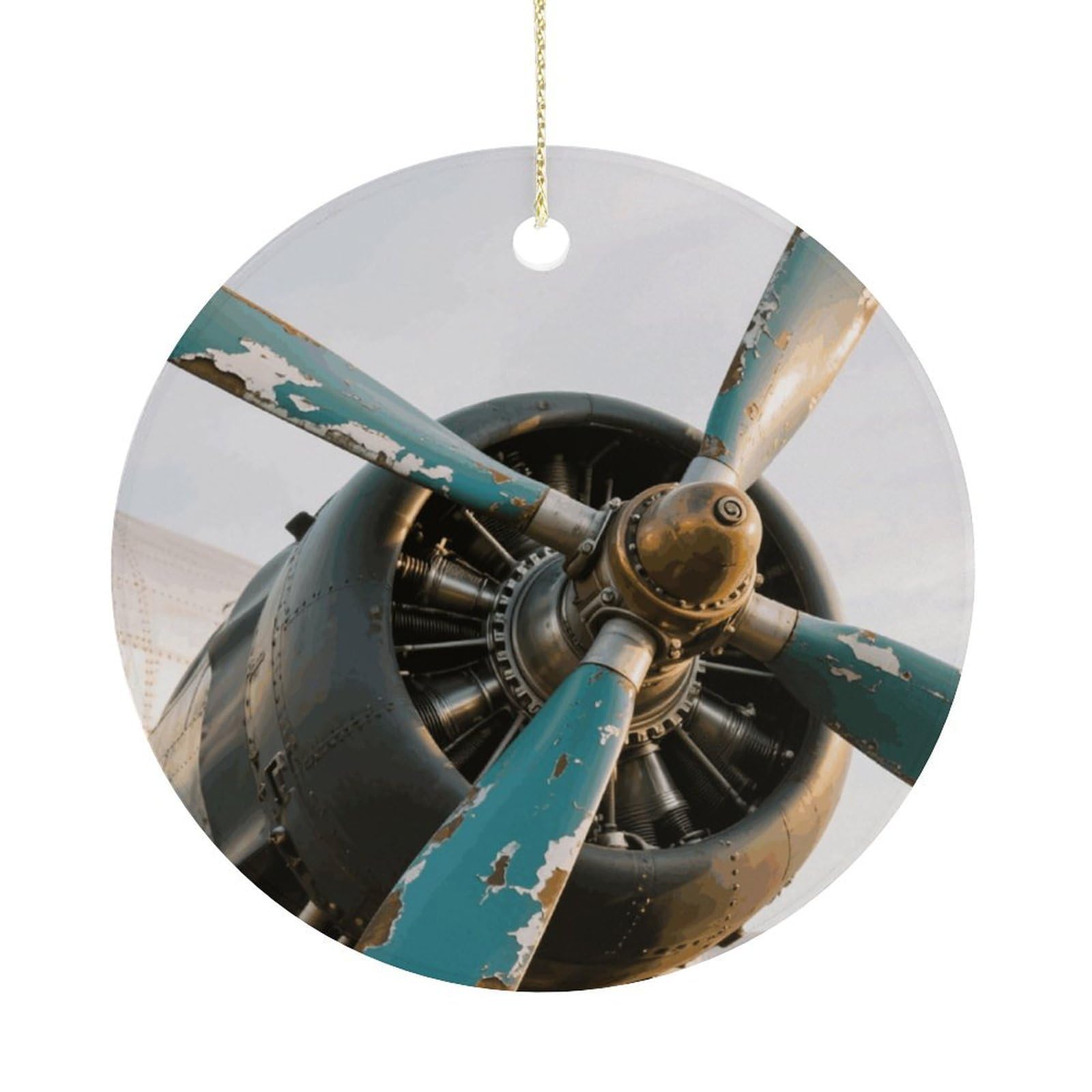 Personalized Christmas Ornaments 2025 Ceramic Hanging Airplane Ornaments with Gold String Double-Sided Vintage Holiday Decorations for Tree Mantel Tabletop Xmas Party Favors