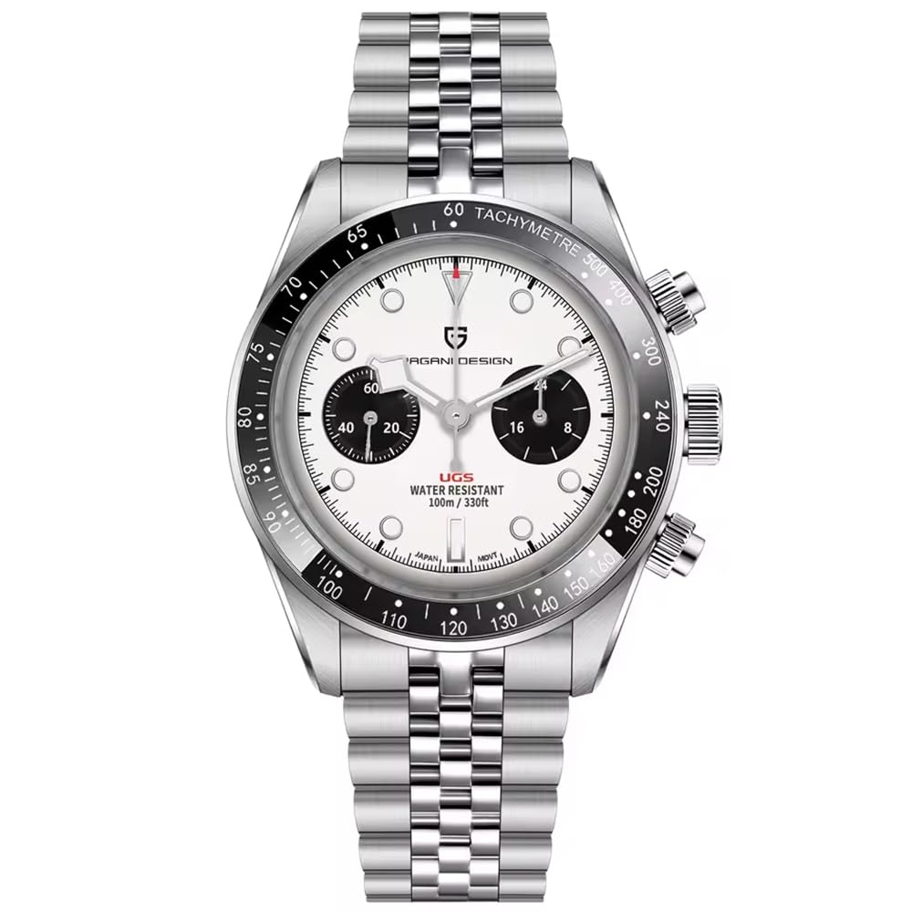 LACZ DENTONPagani Design 1718 Panda Dial Men's Chronograph Watches Japan VK64 Movement Stianless Steel 100M Waterproof Men Fashion Casual Watch