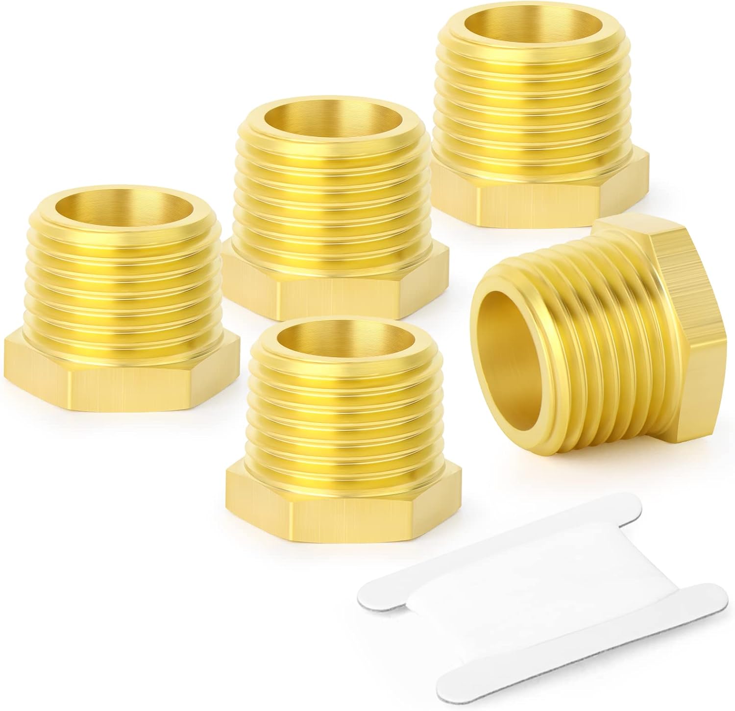 GASHER 10Pcs Brass Reducer Hex Bushing 1" NPT Male x 3/4" NPT Female, Brass Threaded Pipe Fitting