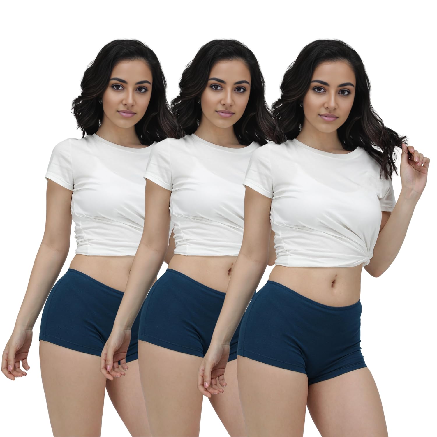 Women's Boyshorts Panties Boxer Briefs for Ladies Underwear Shorts with Soft Cotton Viscose (Pack of 3)-image-13