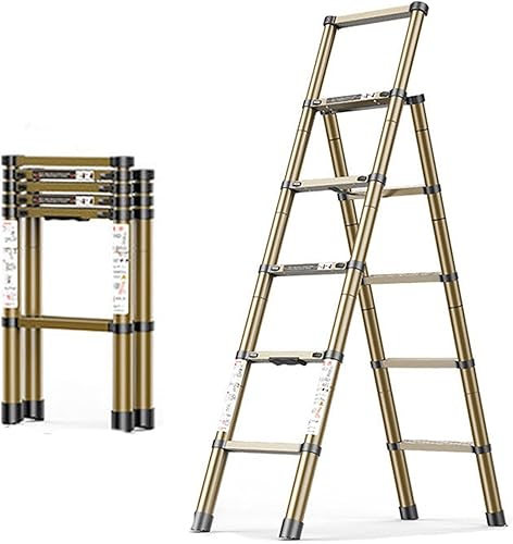 Escalera telescópica de aluminio, escalera multiusos, plegable de 45 escalones con certificación EN131, capacidad máxima de 330.7 lbs330 libras para