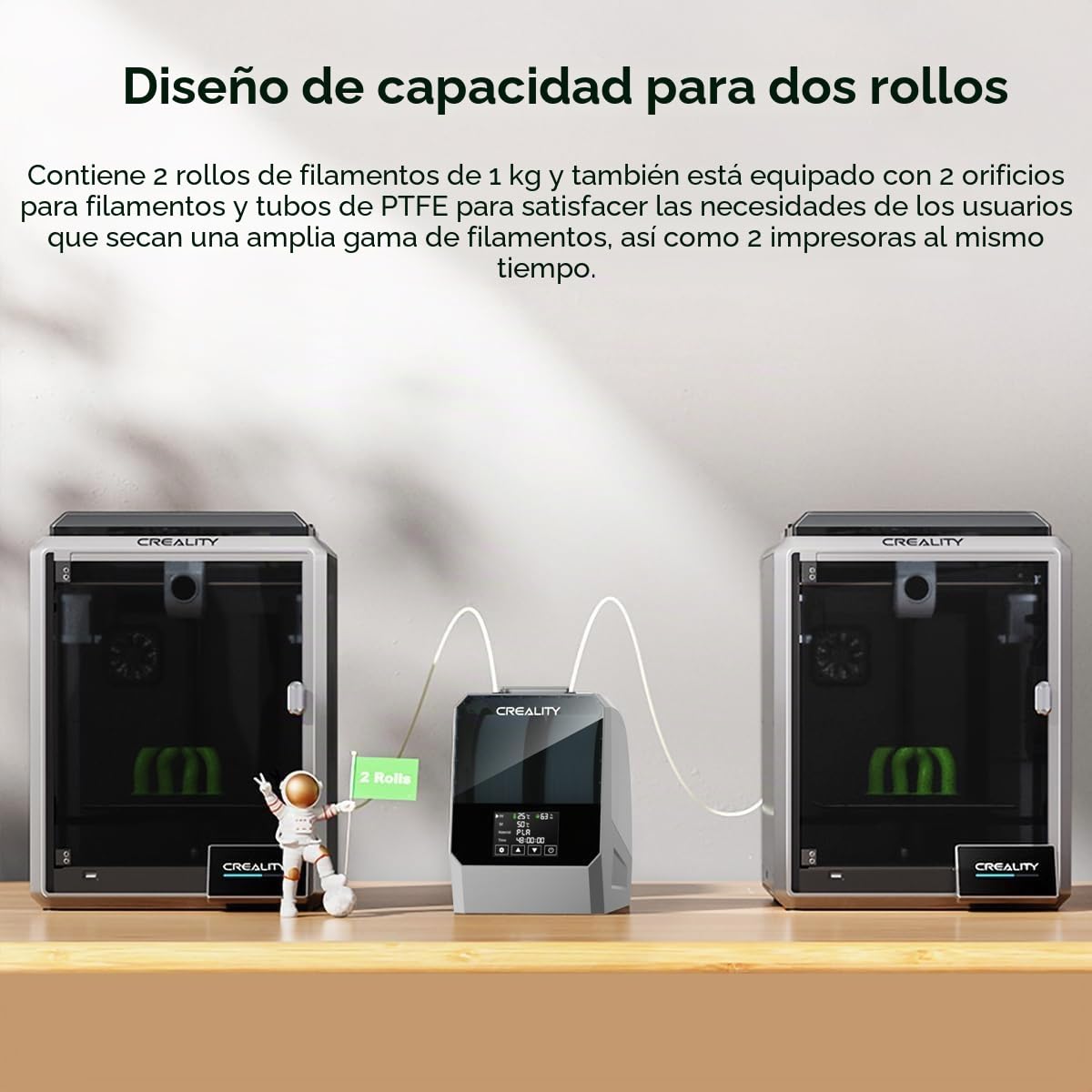 Creality Oficial Space PI Filament Secadora Plus, 2 rollos de impresora 3D Filamento Drybox con calefacción de aire caliente 360°, deshidratador para PLA ABS PETG TPU 1,75/2,85 mm