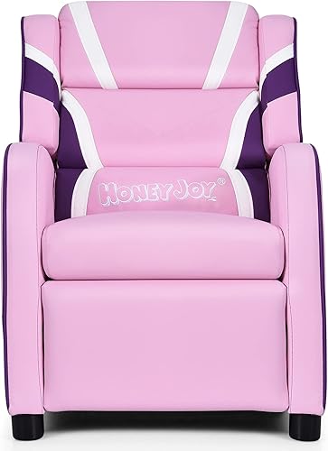 Miniatura 8 de HONEY JOY Silla reclinable para niños, silla reclinable para juegos juveniles con bolsillo lateral, reposacabezas y reposapiés ergonómicos, silla de