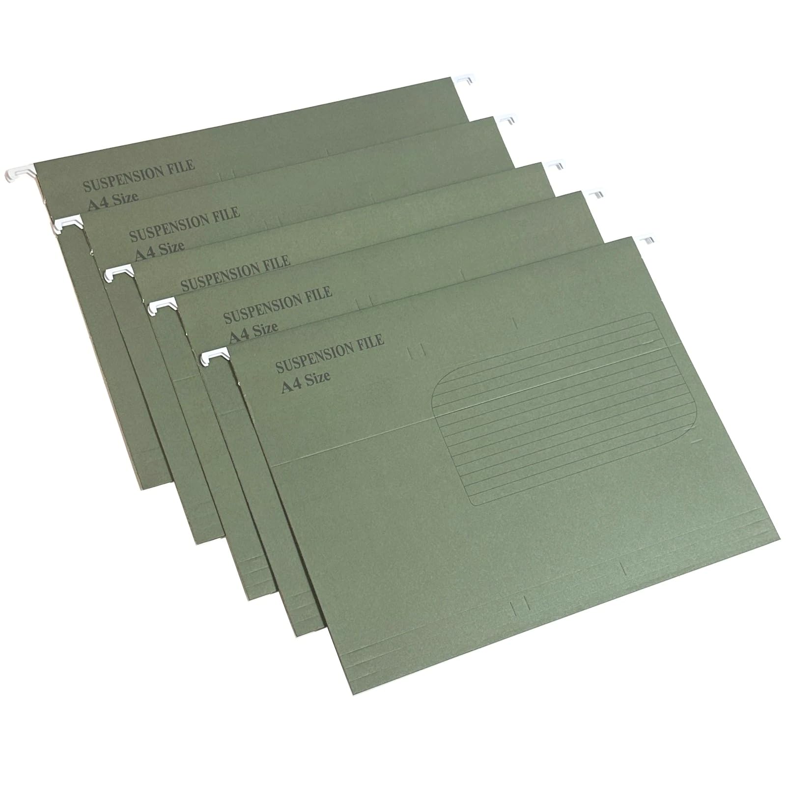 A4 Suspension Files Pack of 10 Heavy Duty Green Cardboard Hanging Files with Tabs & Inserts for Office School Filing Cabinet 150 Sheet Capacity