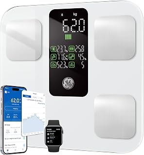 GE Körperfettwaage Smart Großem Display, Personenwaage 14 Körpermaße 180kg