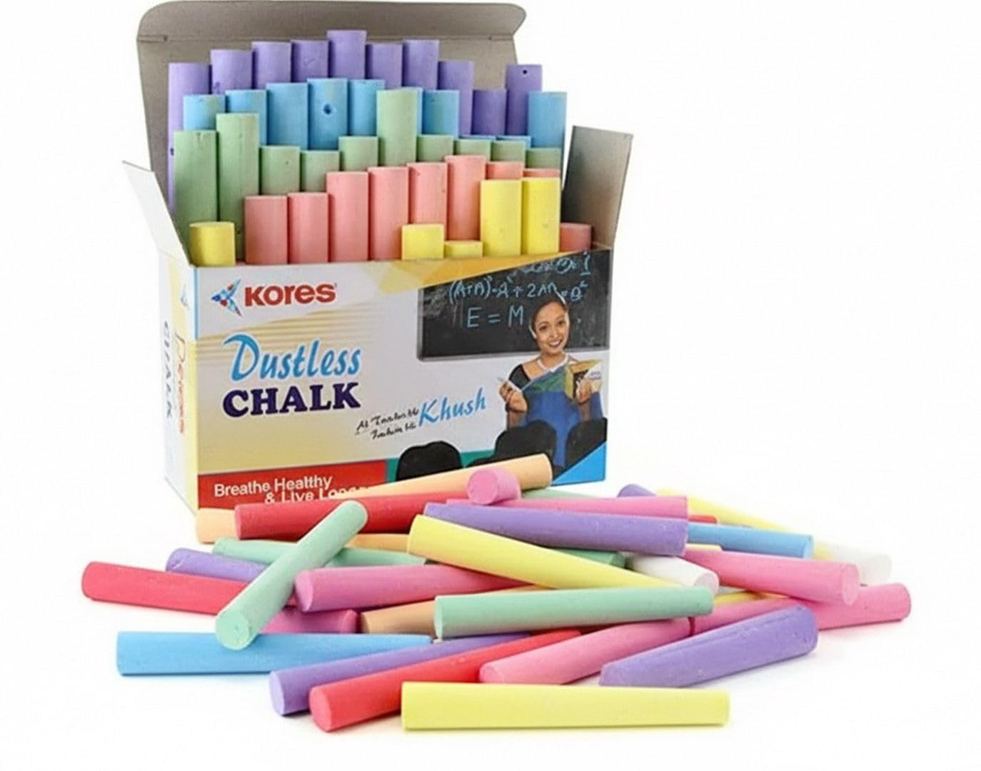 Non Toxic COLOUR Chalks, 50 pcs, Smooth & Dustless Blackboard COLOUR Chalk (Pack of 1,50 pcs)-picture-18