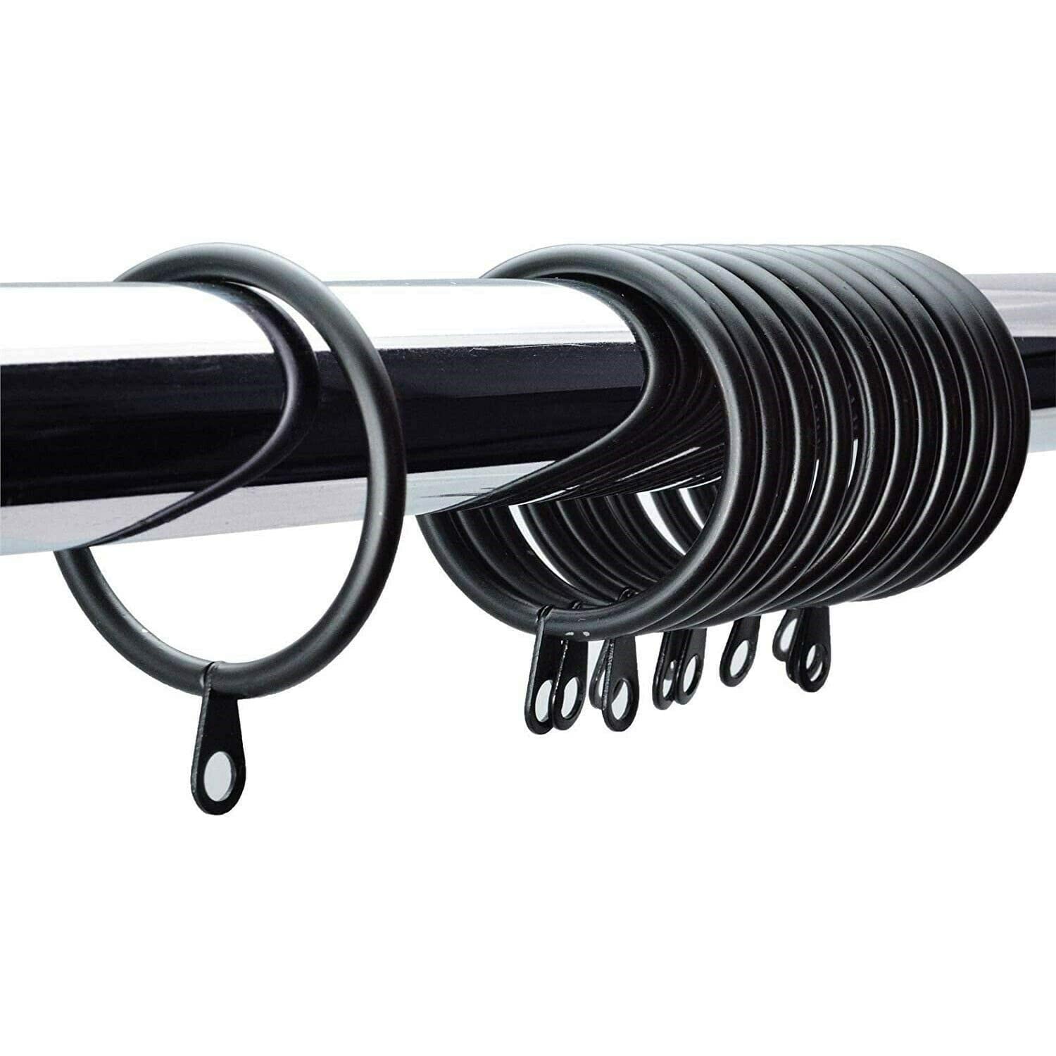 Homeelabador Black Curtain Pole Rings 30Mm Strong Metal Curtain Hanging Rings With Sliding Eyelet Rings Hanging Rings Curtain Eyelet Rings Pack Of 12