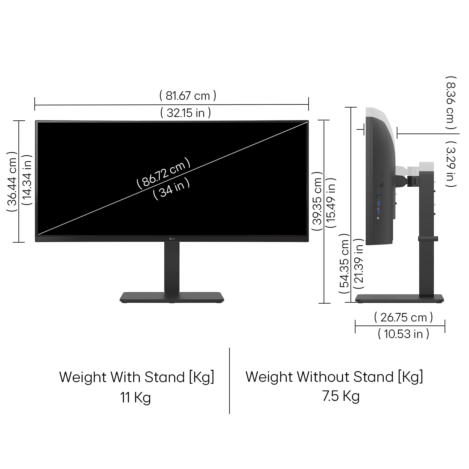LG 34BA75QE Smartchoice 86.72 cm (34 Inch) UltraWide WQHD (3440x1440) IPS Curved Monitor, Anti-Glare, sRGB 99%, Dual Controller, HDMI X 2, DP, USB-C (PD 90W), Speakers, Tilt/Height/Swivel Adjustable — Amazon image 4