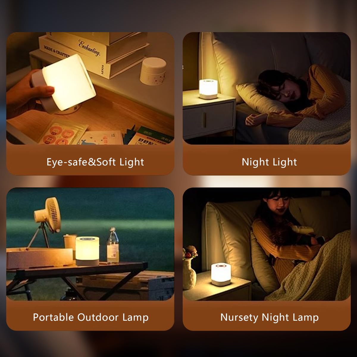 LETOUR Touch Beside Table Lamp, 2600mAh USB Rechargeable Touch Stepless Dimmable with 3 Color - Image 3