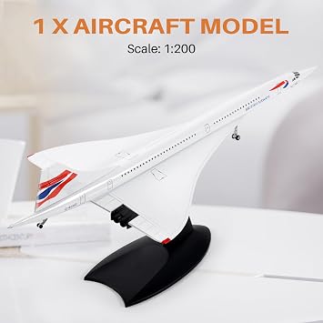 1/200 Concorde Supersonic Passenger Aircraft Air British Metal Aircraft Model Kit, Airplane Model for Display Collection or Gift